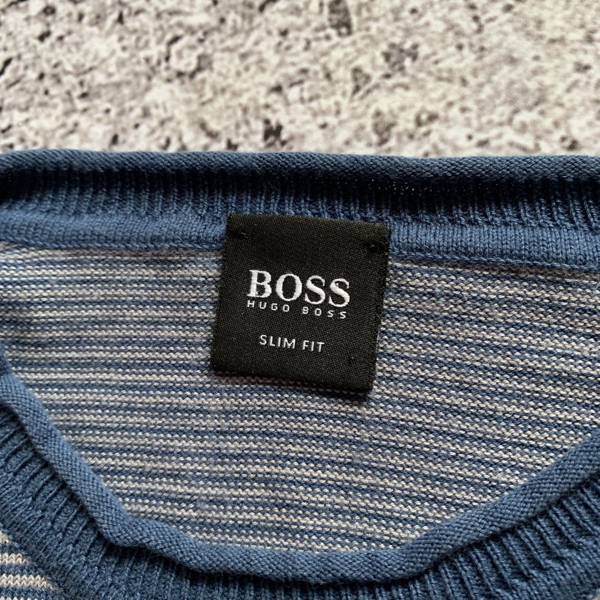 Hugo Boss Hugo Boss Sweater Cotton Striped Blue&Gray Slim Fit Designer Size US S / EU 44-46 / 1 - 4 Thumbnail