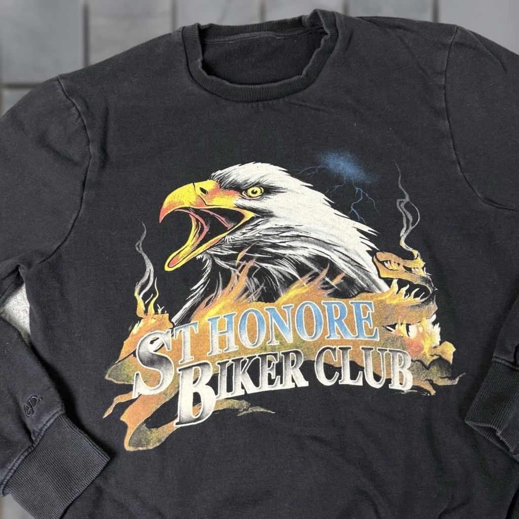 Eleven Paris VINTAGE Eleven Paris Sweatshirt Unisex Adults L Black Pullover Biker Club Eagle St. Honore - Size US L / EU 52-54 / 3 - 1 Thumbnail
