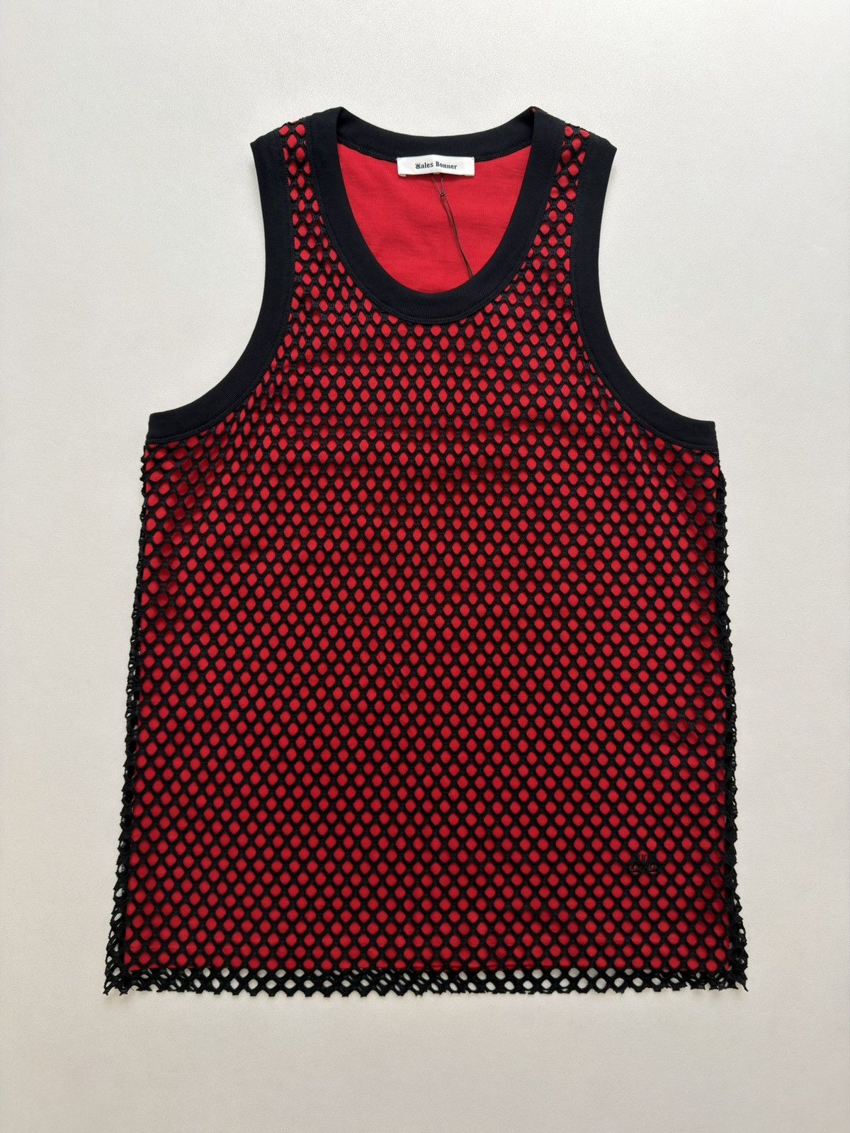 Wales Bonner ‘Record’ Black/Red Mesh Vest Size US M / EU 48-50 / 2 - 3 Thumbnail