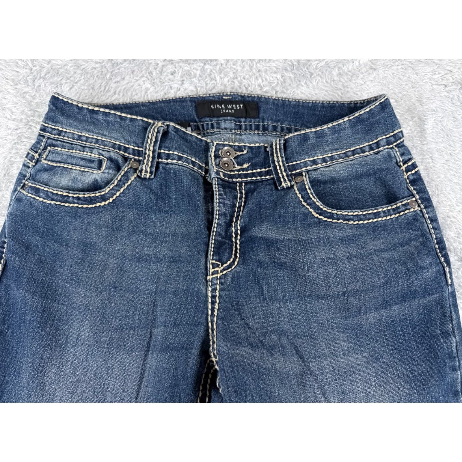 Nine West VINTAGE Nine West Pants Womens 6 Blue Denim Jeans Bootcut NW Embroidered Cotton 28x31 Size 28" / US 6 / IT 42 - 4 Thumbnail