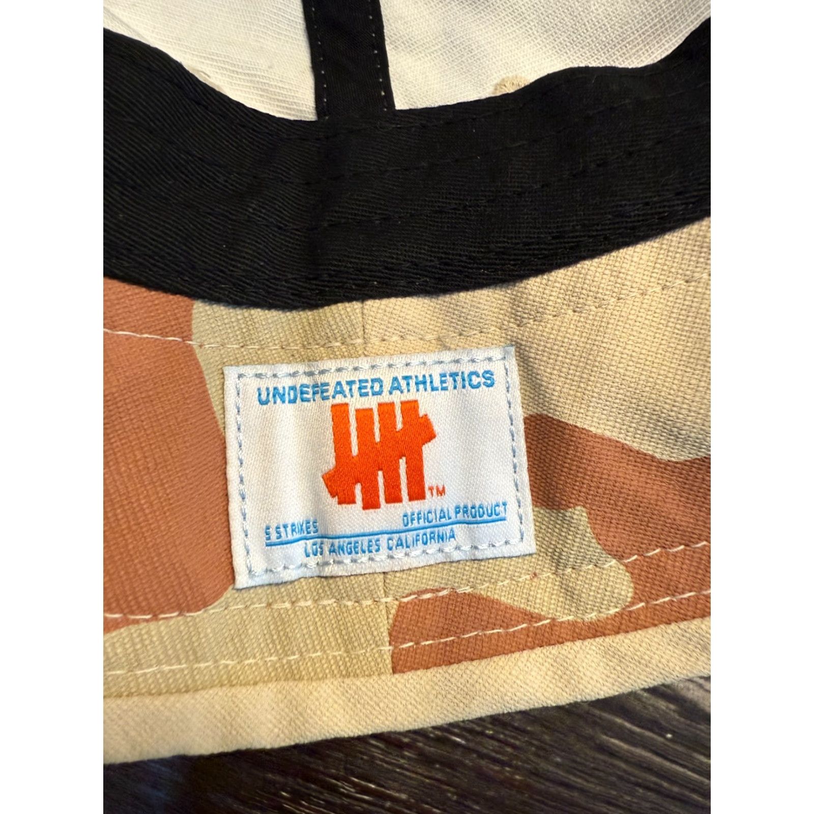 VINTAGE Undefeated Bucket Hat Men Small Beige Camo Casual Travel Sun Hip Hop Golf