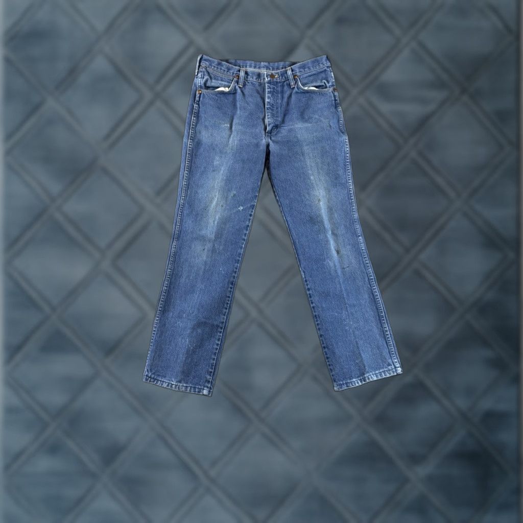 Wrangler VINTAGE Wrangler Jeans Men's 35x32 Blue Light Wash Cowboy Cut Straight Leg Size US 35 - 1 Thumbnail