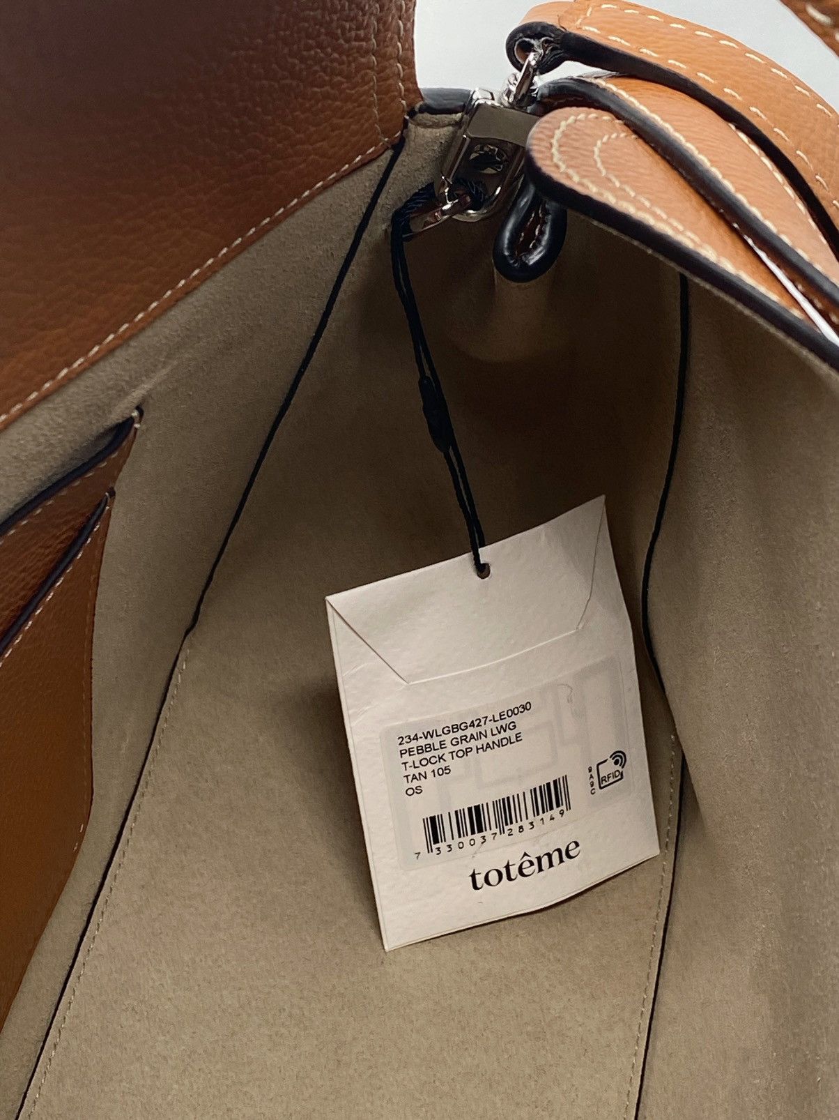 Toteme TOTEME T-Lock Top Handle Bag in Pebble Grain Leather Size ONE SIZE - 12 Thumbnail