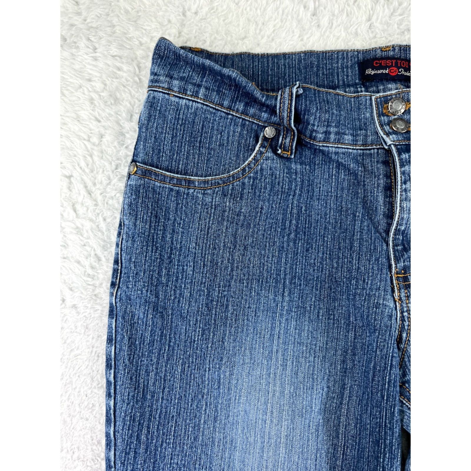 Denime C'est Toi Jeans Women 11 Blue Denim Bootcut Low Rise Western Medium Wash Pants Size 32" / US 10 / IT 46 - 7 Thumbnail
