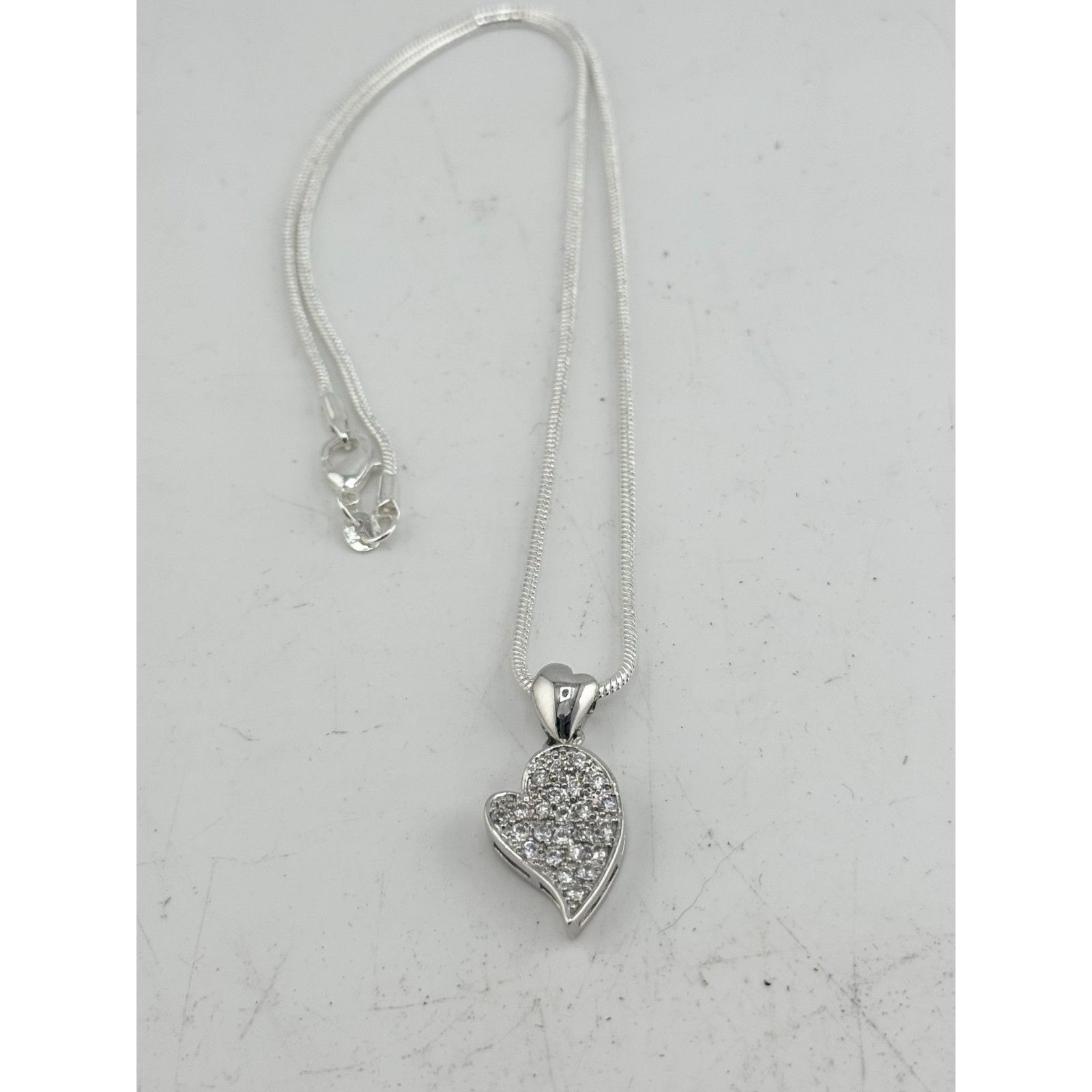 Vintage Vintage 925 sterling silver CZ stone heart necklace Size ONE SIZE - 3 Thumbnail