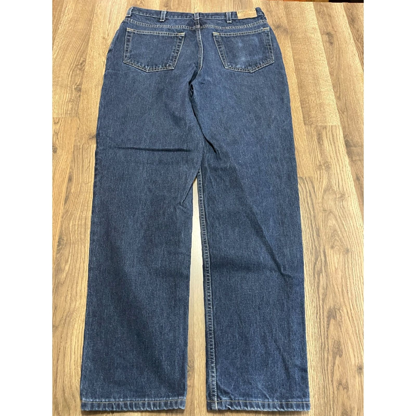 Lands' End Lands' End Jeans Men's 35 Blue Denim Straight Leg Pockets Regular Inseam 30.5 Size US 35 - 2 Thumbnail