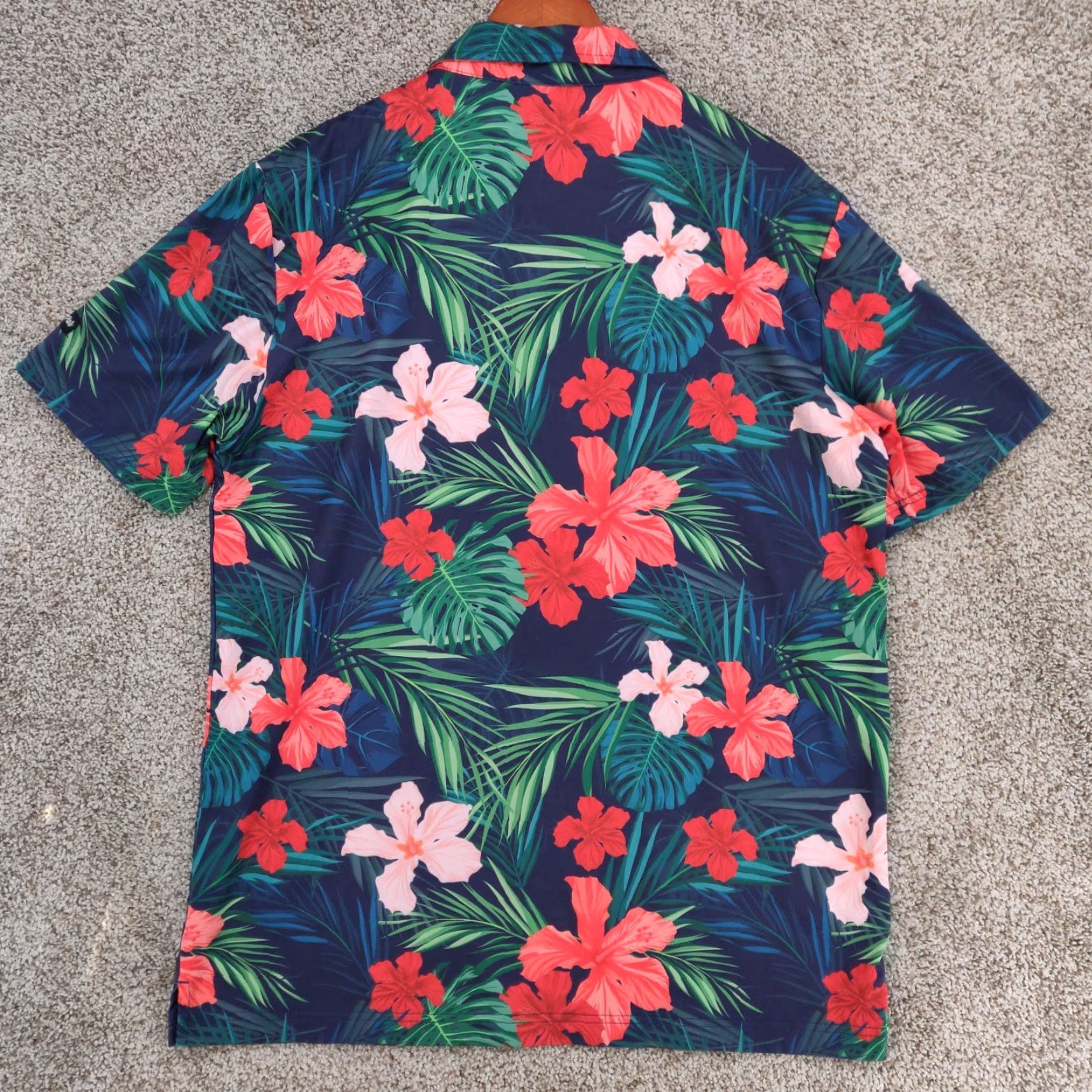 Vintage Kaipar Golf Polo Shirt Mens Large Hibiscus Floral Blue Performance Wicking Size US L / EU 52-54 / 3 - 7 Thumbnail