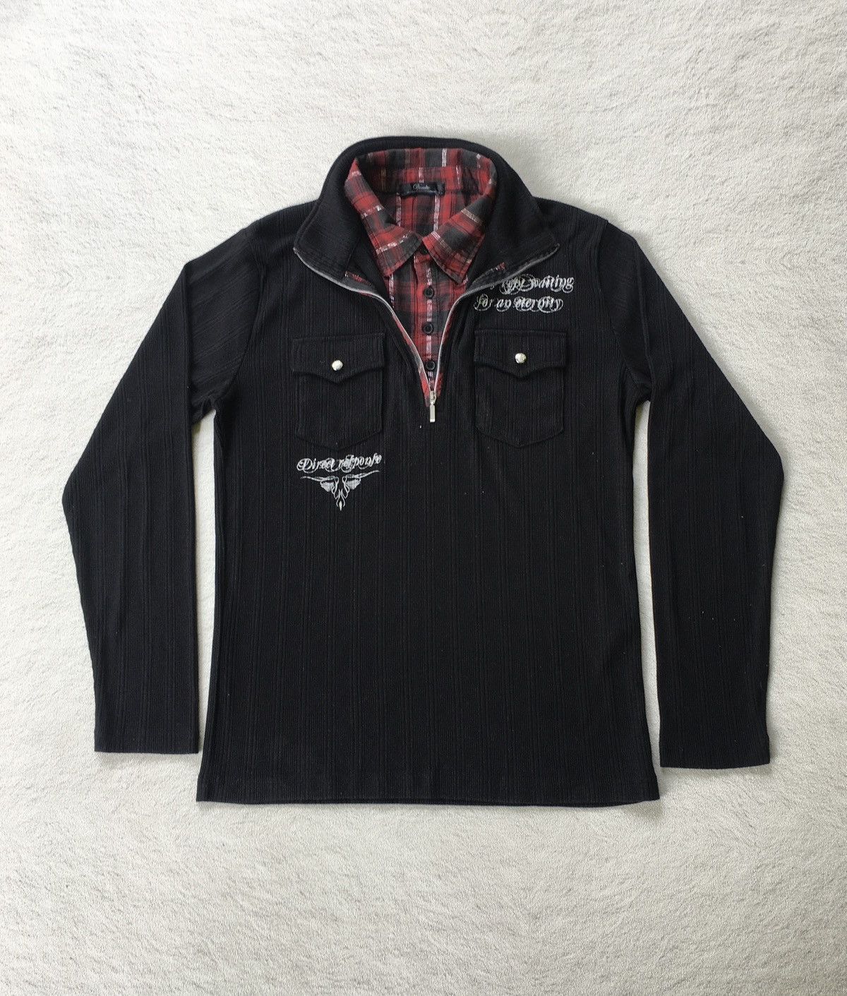Japanese Brand 2000s Devalte Poem Double Neck Longsleeve Size US L / EU 52-54 / 3 - 1 Thumbnail