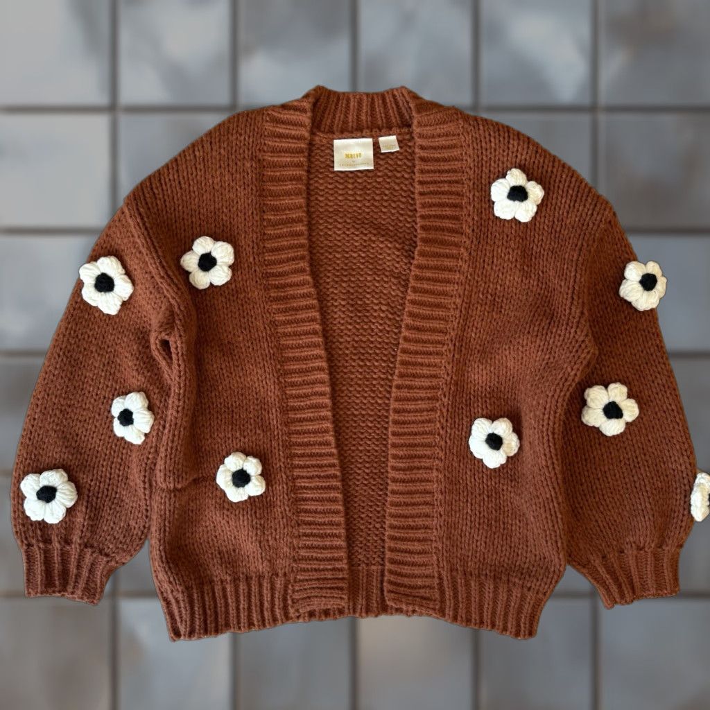 Anthropologie Maeve Anthropologie Chunky 3D Flower Sweater Women's OSFA Multicolor Glam Boho Cardigan Knit Long Sleeve Fall Winter Spring Casual Mens Womens Size M / US 6-8 / IT 42-44 - 1 Thumbnail