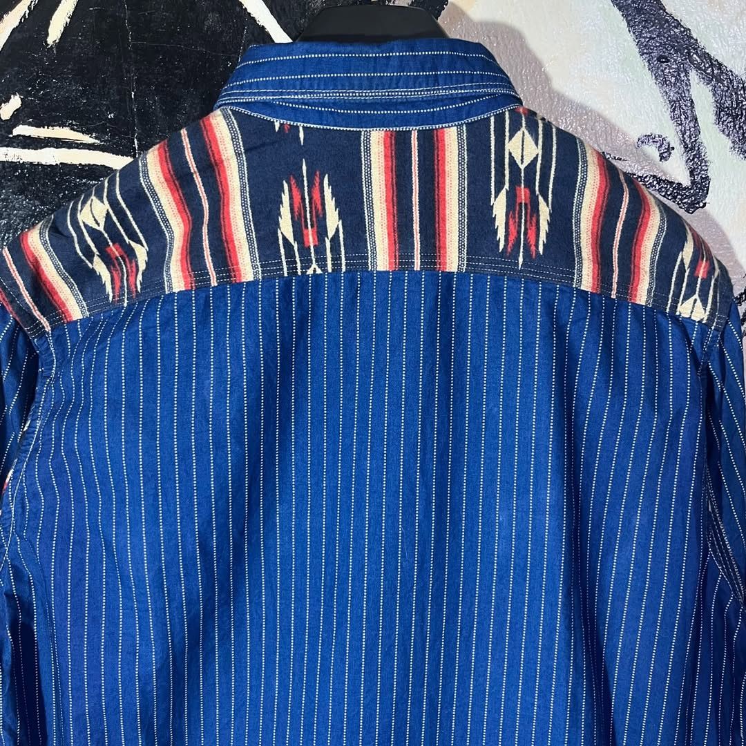 Japanese Brand × Schott Schott Bross Perfecto Workhsirt Indigo Wabash x Navajo Size US L / EU 52-54 / 3 - 4 Thumbnail