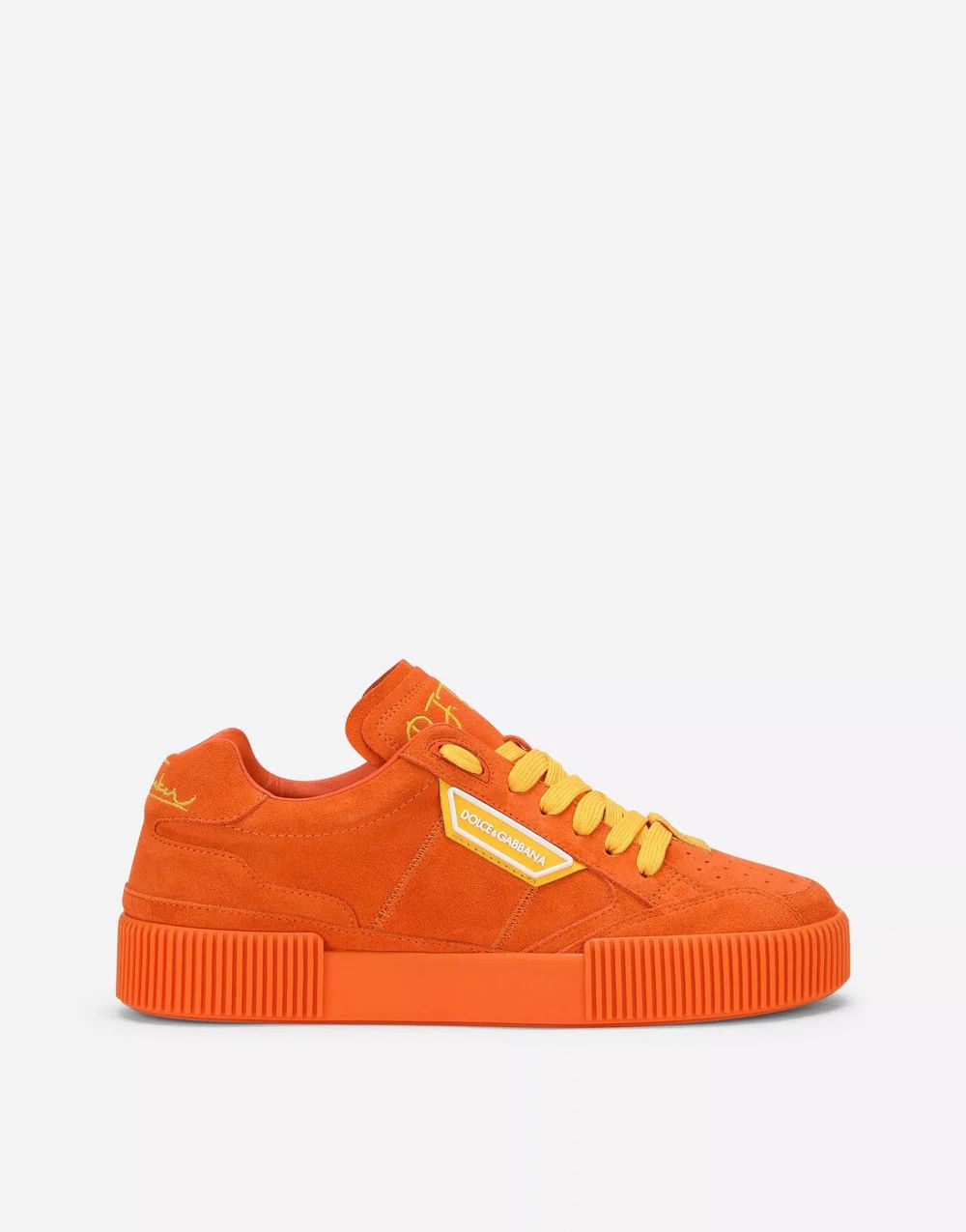 Dolce & Gabbana o1y0125 Leather Logo Low-Top Sneakers in Orange Size US 7 / EU 40 - 1 Thumbnail