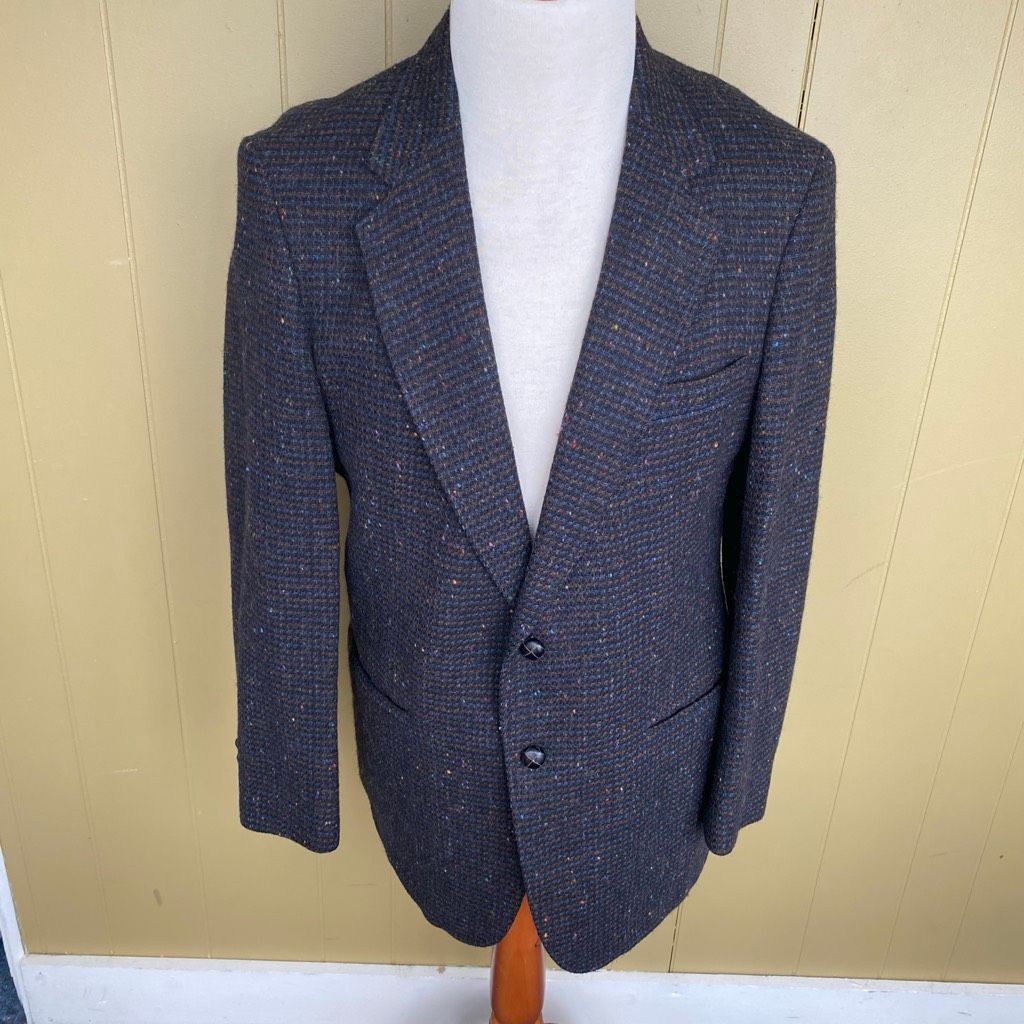 Other Men 2 button textured wool blazer w/chest pocket brown w/mul Size 40R - 1 Thumbnail
