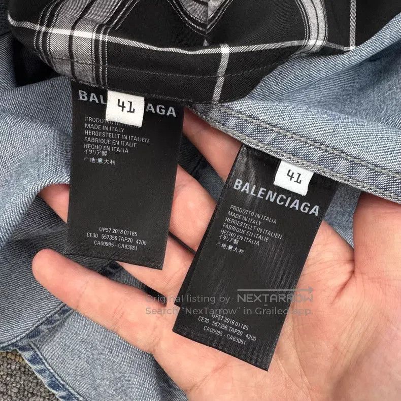Balenciaga Balenciaga size 41 Two-Piece Checkered Denim Shirt Jacket Size US M / EU 48-50 / 2 - 7 Thumbnail