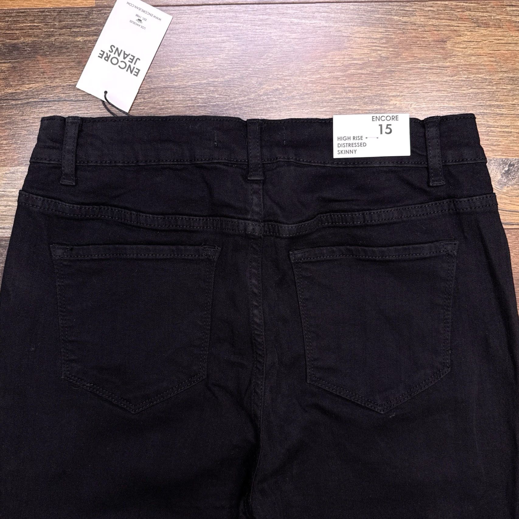 Vintage Encore Womens Jeans Skinny 15 Black High Rise Distressed Stretch Denim 5-Pocket Logo Slim Modern City Jeans Womens Size 36" / US 14 / IT 50 - 7 Thumbnail