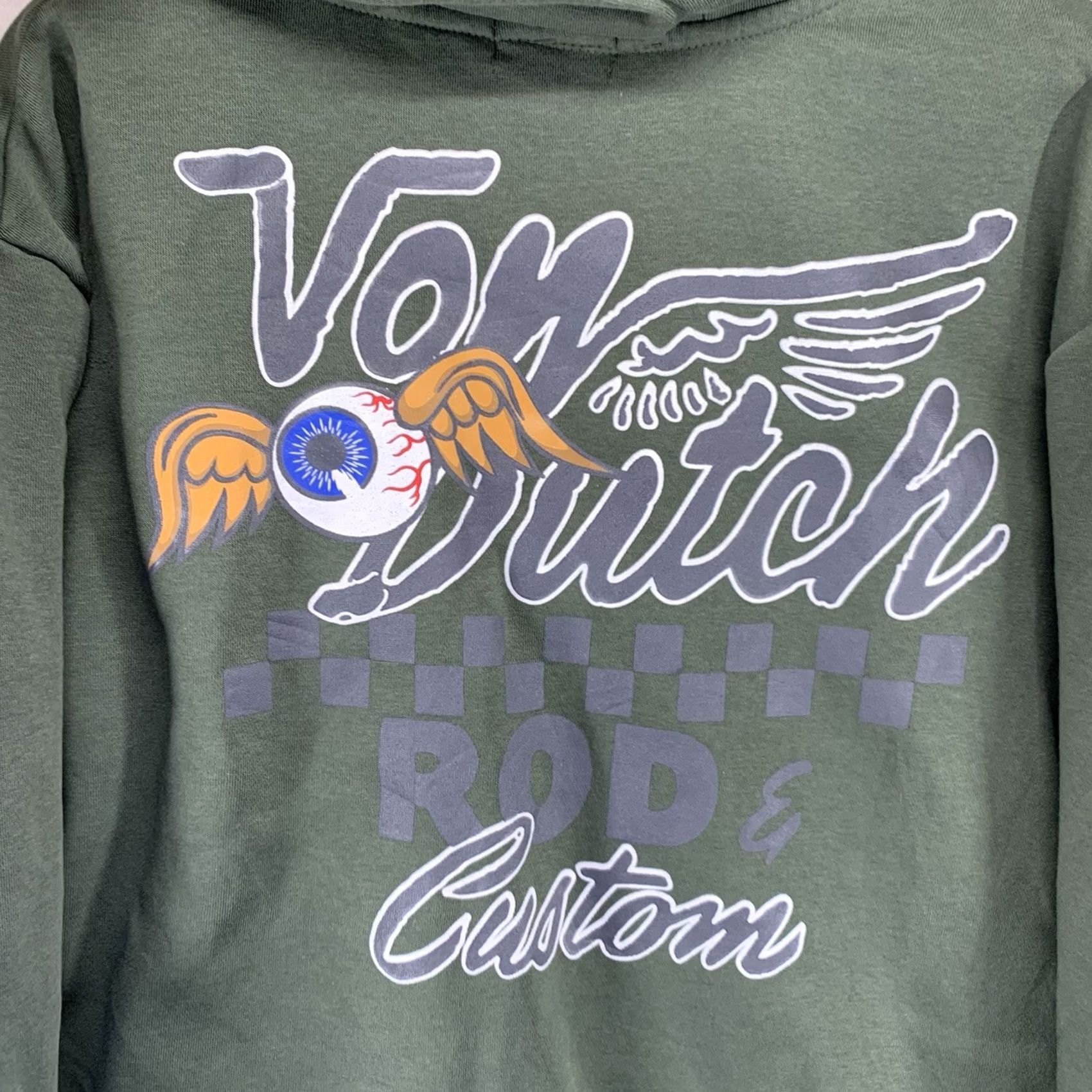 Von Dutch VON DUTCH Hoodies Pullover Green Graphic Print Oversized Long Sleeve Logo Pocket Eyeball Winged 90s Designer Retro Size US M / EU 48-50 / 2 - 4 Thumbnail