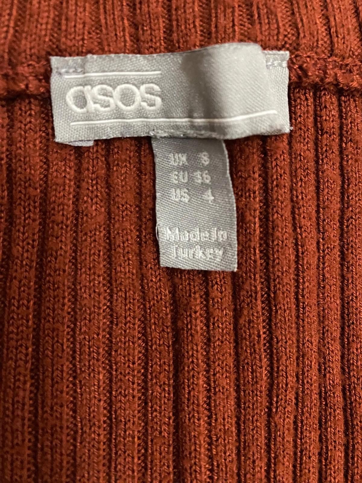 Asos ASOS Stretchy Knit Midi Skirt in Burnt Orange (US 4) Size 27" / US 4 / IT 40 - 8 Thumbnail