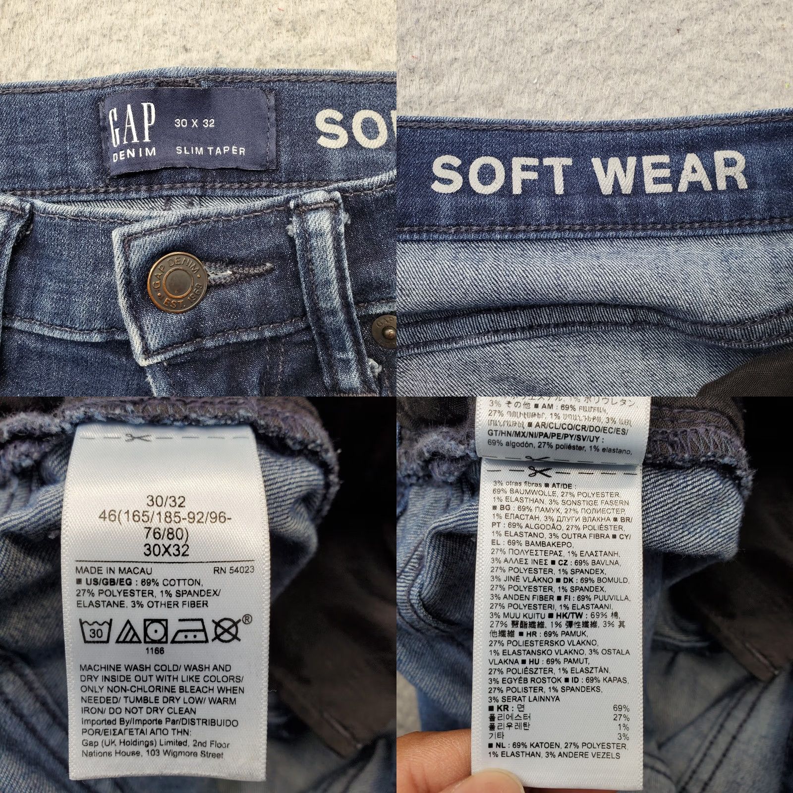 Gap Gap Jeans Mens 30x32 Blue Denim Stretch Slim Taper Streetwear Grunge Jeans Mens Size 30 Blue Denim Stretch Softwear Slim Taper Streetwear Grunge Size US 30 / EU 46 - 8 Thumbnail