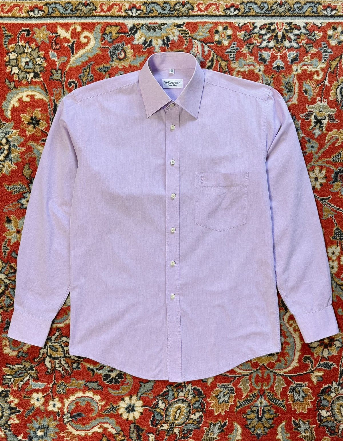 Yves Saint Laurent Yves Saint Laurent Logo Purple Shirt Size US L / EU 52-54 / 3 - 5 Thumbnail