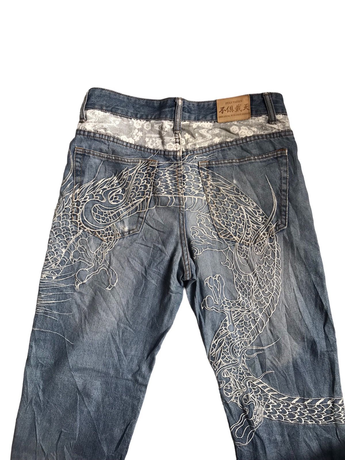 GOA FUGUTAITEN DISTRESSED DENIM DRAGON OVERPRINT Size US 30 / EU 46 - 12 Thumbnail