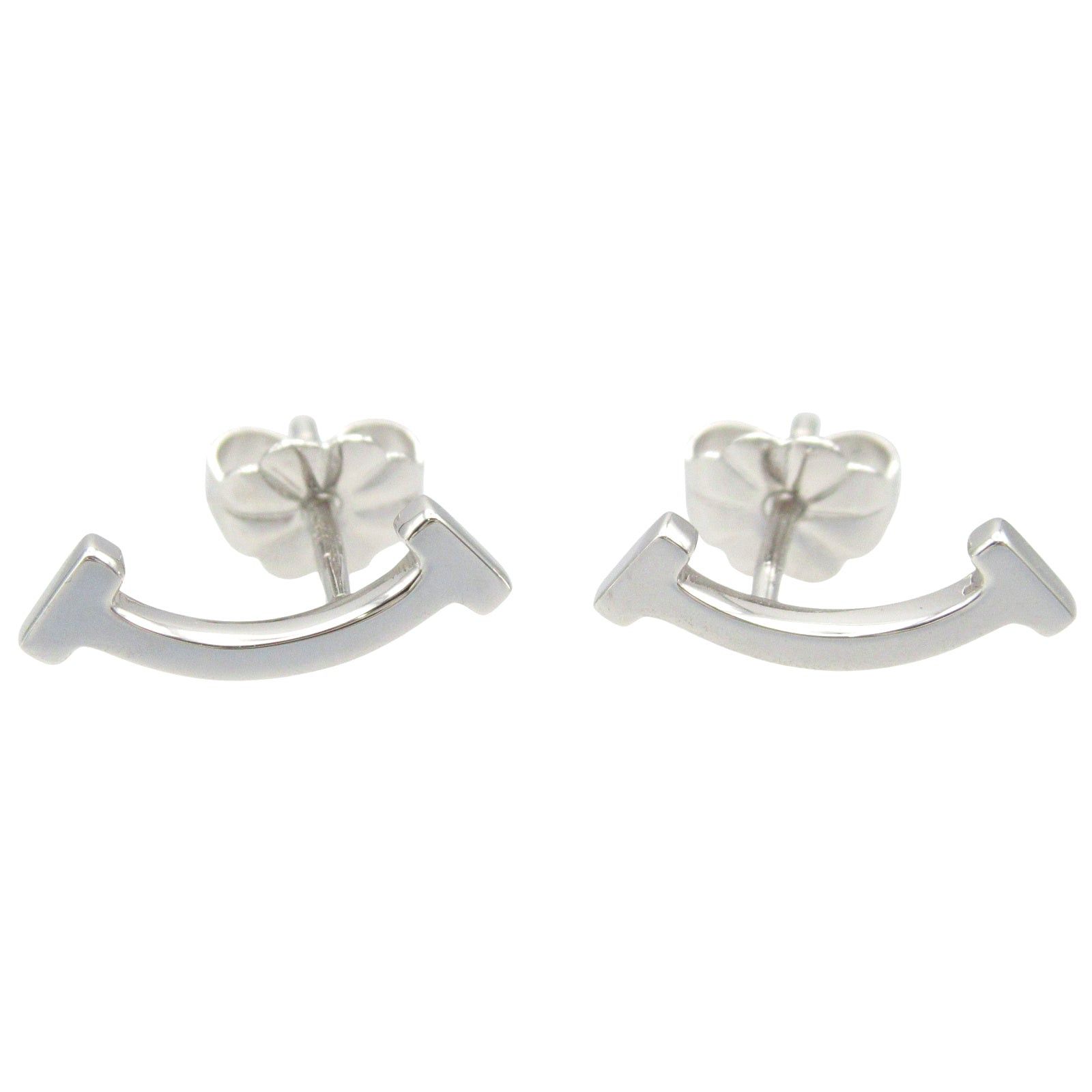 Tiffany & Co. Tiffany Co T-Smile Earrings K18Wg (White Gold) Silver Size ONE SIZE - 1 Thumbnail