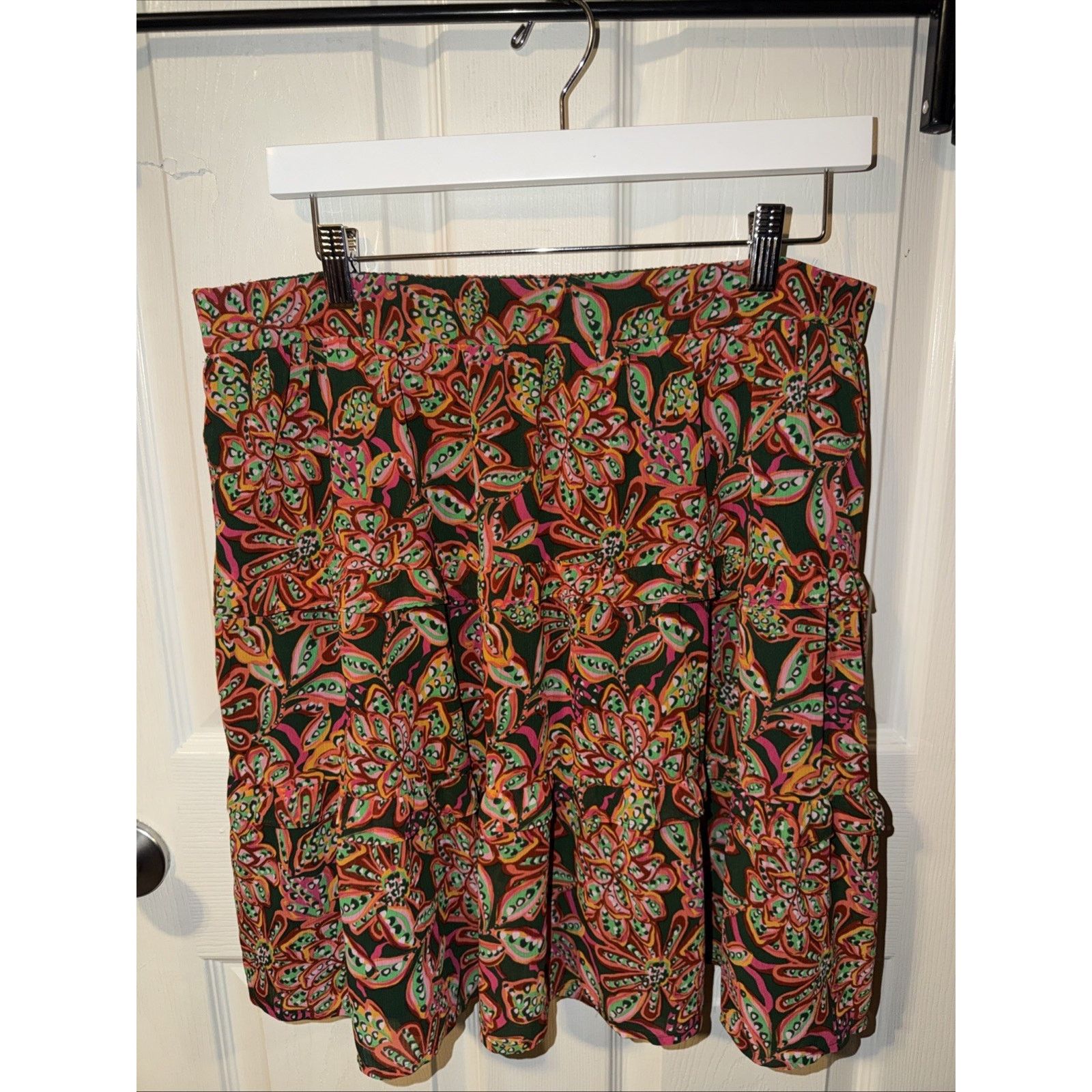 J.Crew J.Crew Ruffle Skirt Women's Size Large Orange Pink Floral Size 30" / US 8 / IT 44 - 2 Thumbnail