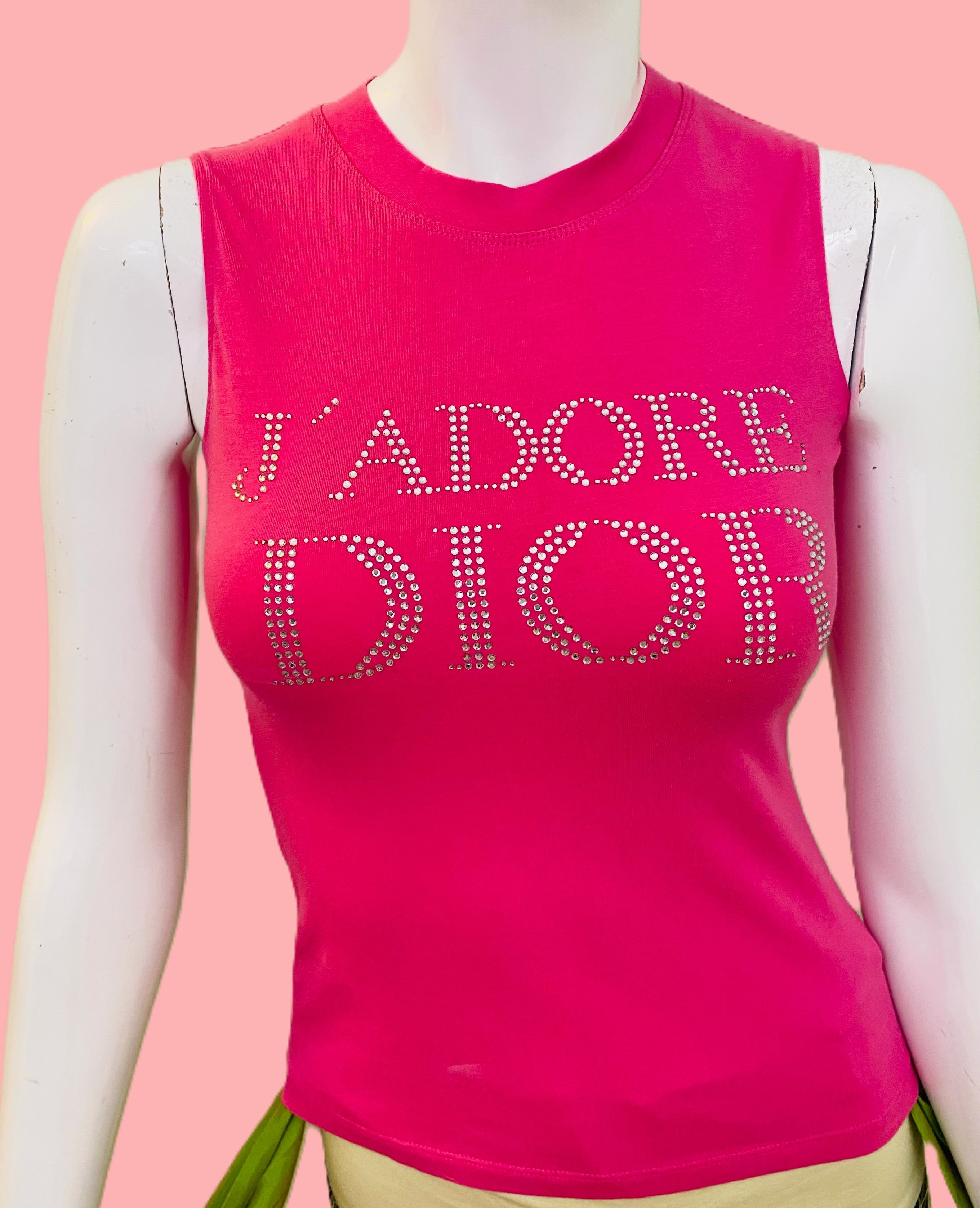 Dior Christian Dior 1947 J'adore Strass Rhinestone Pink Tee Top Size S / US 4 / IT 40 - 3 Thumbnail