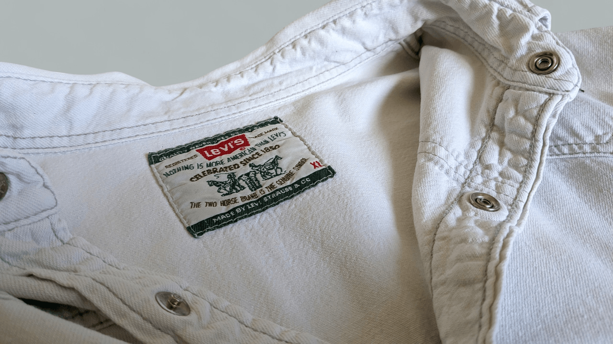 Levi's Vintage Clothing Rare Vintage 90s Levi’s Western Shirt - White Denim XL Size US XL / EU 56 / 4 - 8 Thumbnail
