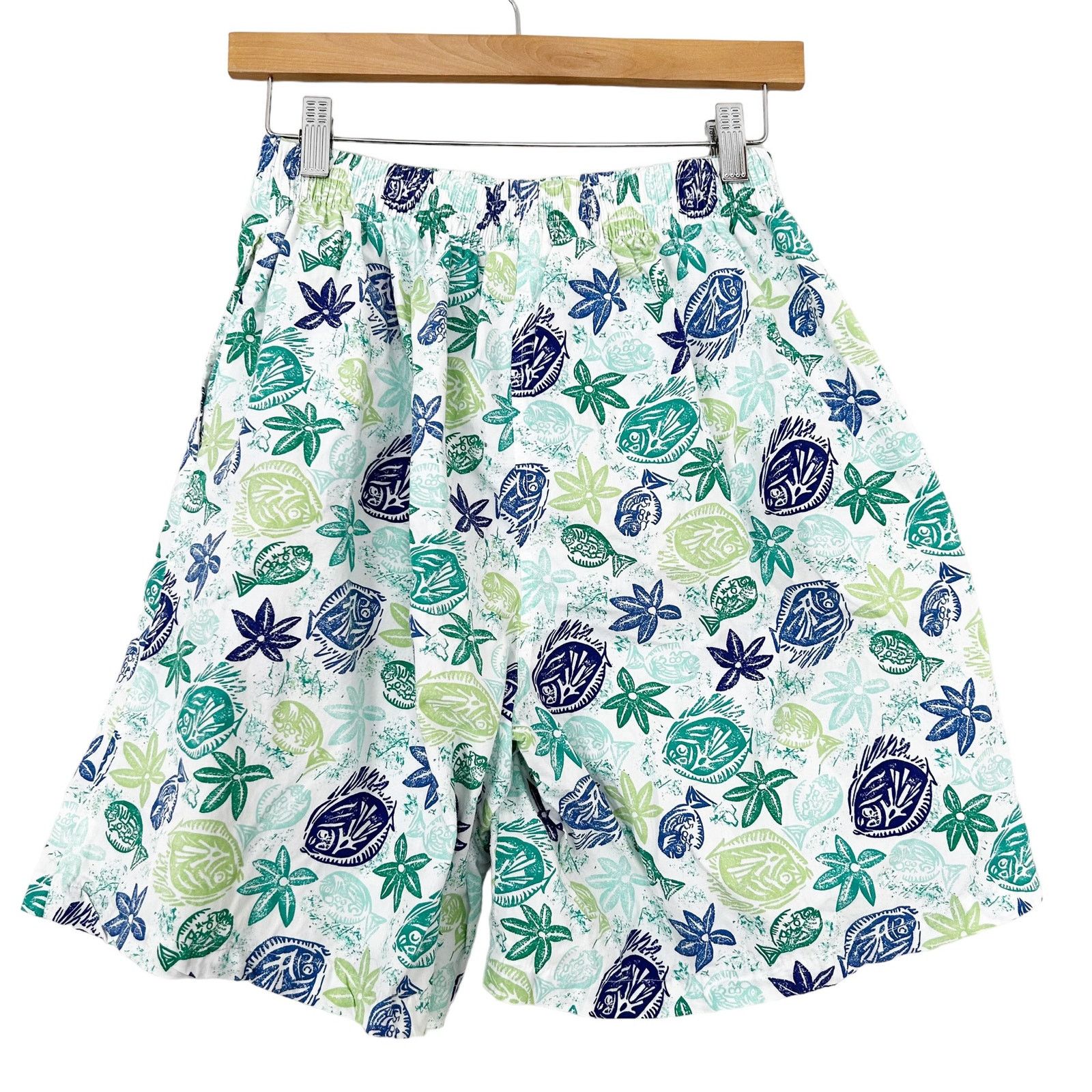 L.L. Bean Vintage LL Bean Blue Green Fish Print Shorts Sz M Size 30" / US 8 / IT 44 - 4 Thumbnail