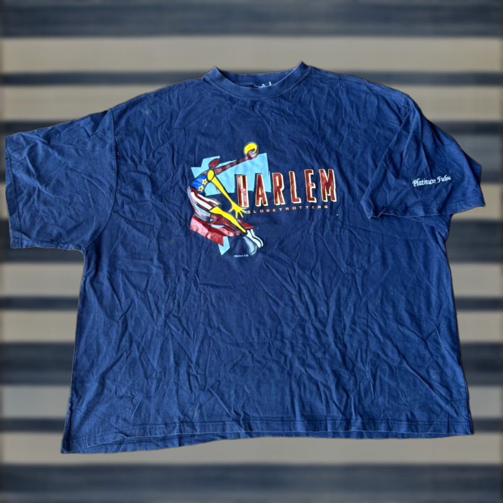 Fubu VINTAGE FUBU Harlem Globetrotters T-Shirt 3XL Blue Cotton Crew Neck Short Sleeve Hip Hop Logo Graphic Print - Mens - 90s - Double-Sided Size US XXL / EU 58 / 5 - 1 Thumbnail