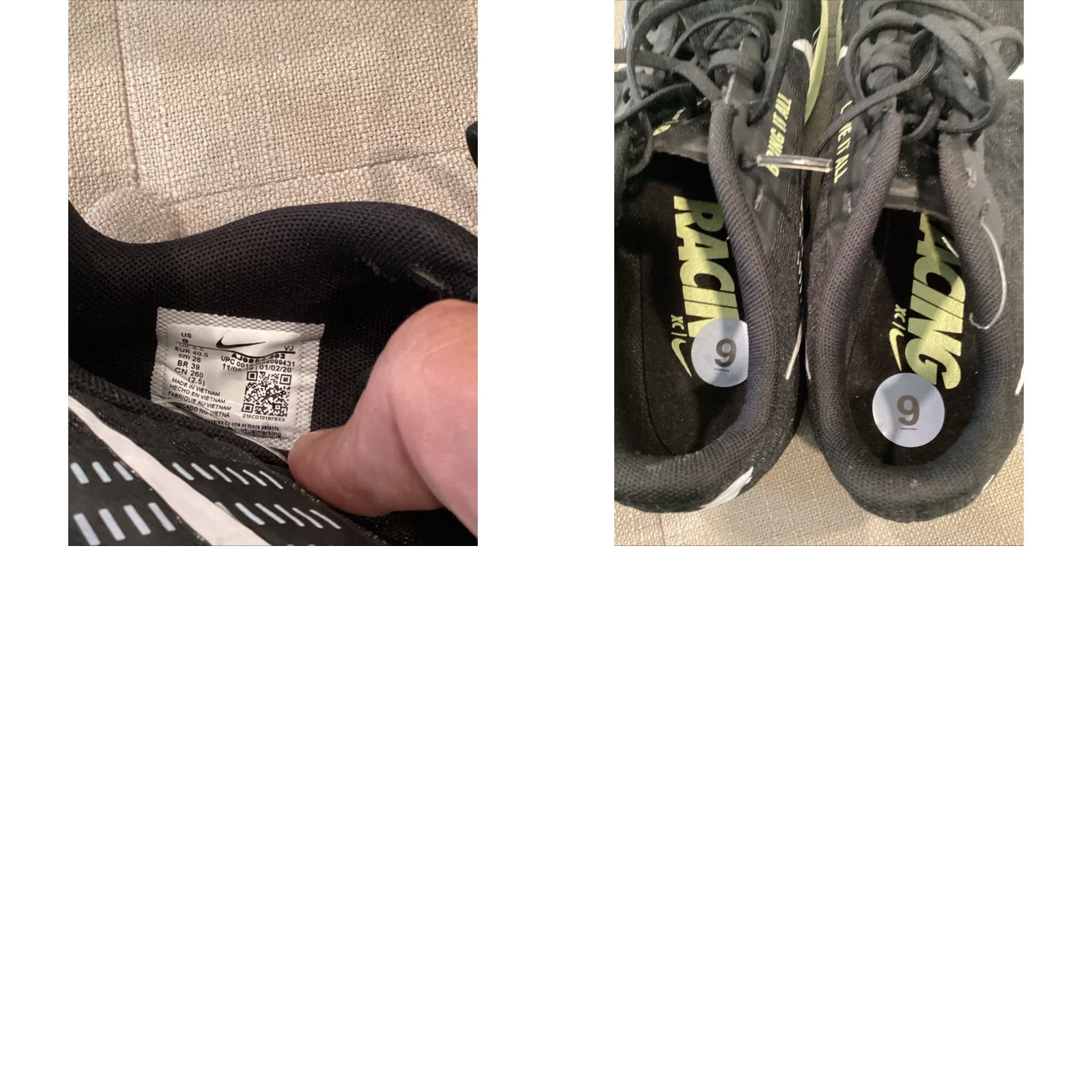 Nike Nike Zoom Rival XC Spike Sneakers Women’s Size 9 Black Barely Volt Lightweight Athletic Running Track Size US 9 / IT 39 - 8 Thumbnail