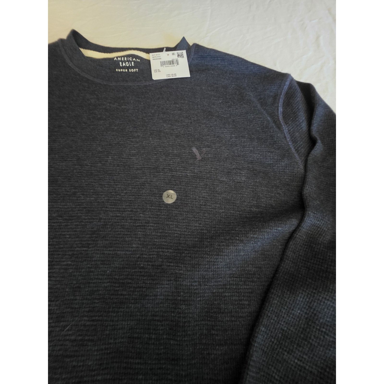 American Eagle Outfitters American Eagle Men's Size Xl Long sleeve Grey Thermal Shirt Size US XL / EU 56 / 4 - 4 Thumbnail