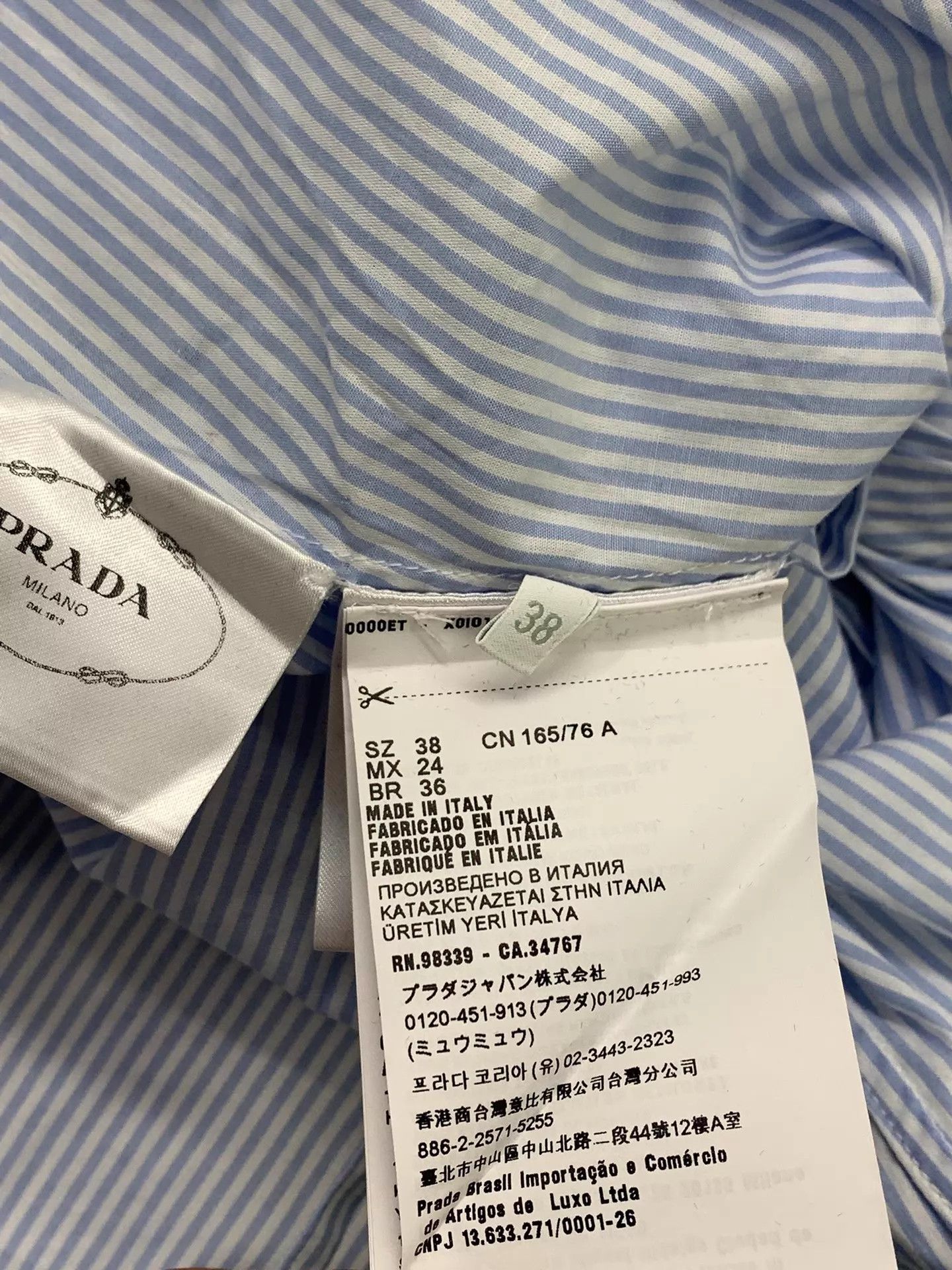 Prada Prada blue white stripe pin shirt 38 new w/ tags Size XS / US 0-2 / IT 36-38 - 5 Thumbnail