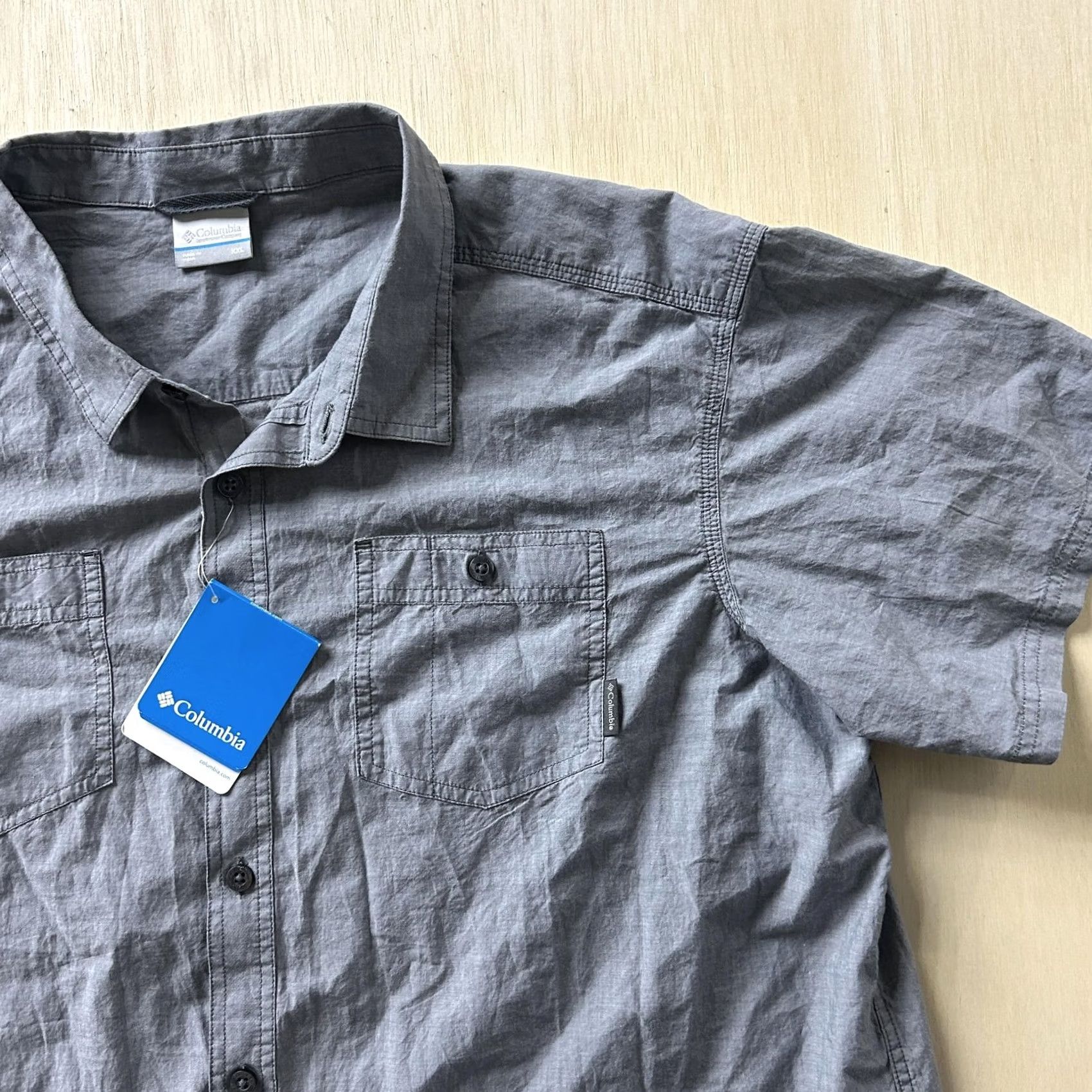 Vintage Columbia Shirt Mens 2XL Gray Solid Short Sleeve Button-Up Golden Valley Outdoor Mens 2XL Gray Solid Short Sleeve Button-Up Columbia Shirt Size US XXL / EU 58 / 5 - 2 Thumbnail