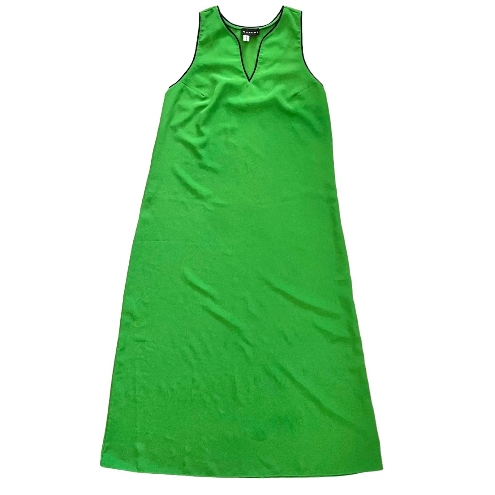 Saks Fifth Avenue × Vintage Natori Black Label Green Sleeveless V-Neck Kaftan Maxi Dress Size M / US 6-8 / IT 42-44 - 2 Thumbnail