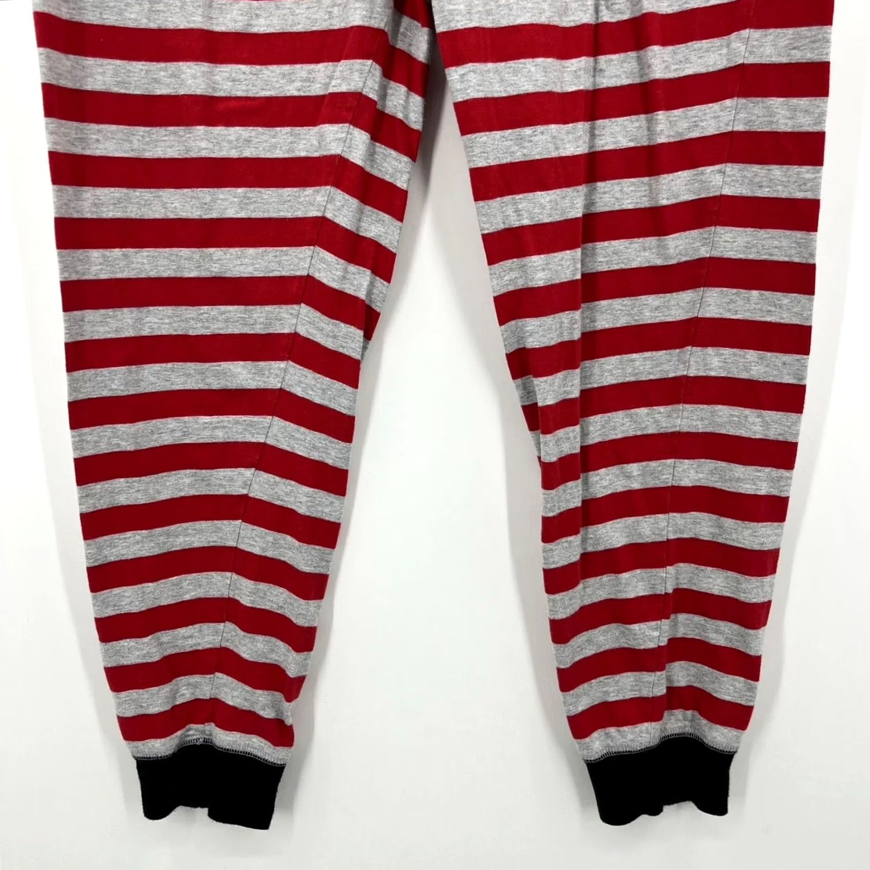 Disney Disney Pajama Pants Men L Red Striped Lightweight Cotton Blend Logo Adult Regular Size US 33 - 3 Thumbnail