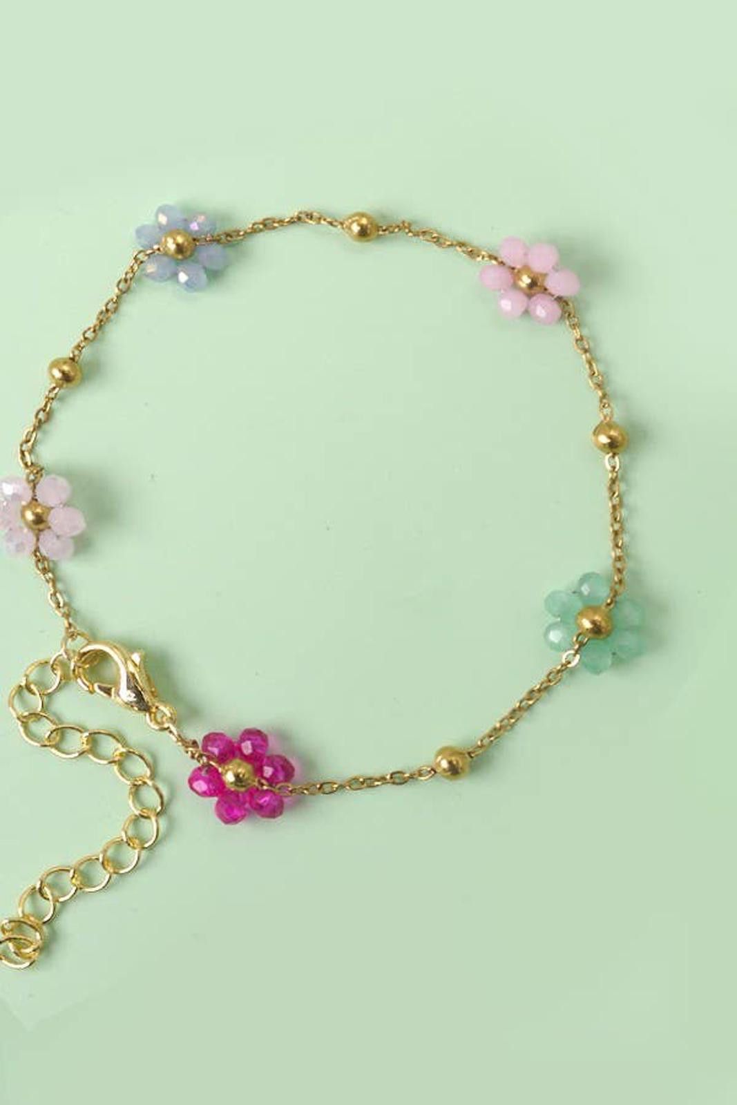 Other Summer Multi Beaded Flower Charm Bracelet Size ONE SIZE - 2 Thumbnail