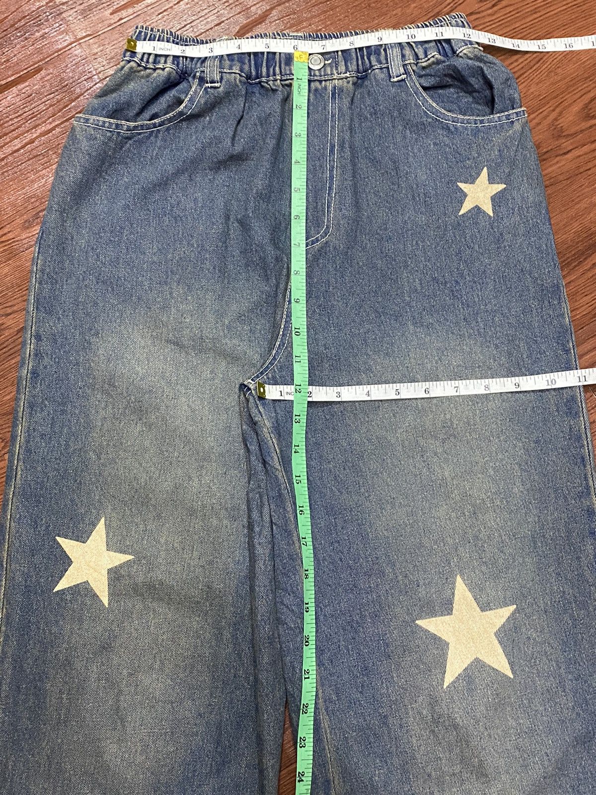Japanese Brand Vintage Japanese Brands Faded Wash Stretch Waist Star Pants Size US 30 / EU 46 - 6 Thumbnail