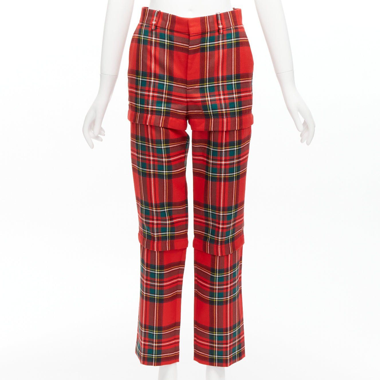 Balenciaga BALENCIAGA 2017 Runway red green punk plaid detachable zipper pants FR34 XS Size 26" / US 2 / IT 38 - 1 Thumbnail