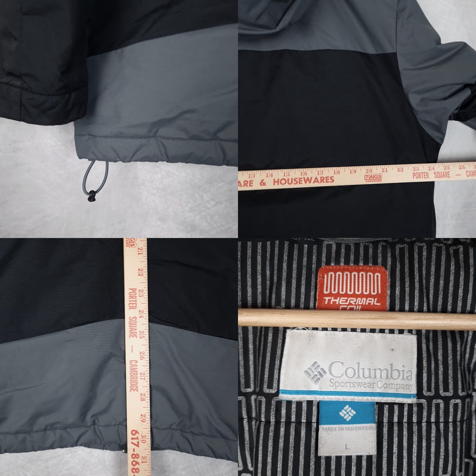 Vintage Columbia Jacket Mens Large Gray Hooded Insulated Thermal Coil Parka Zipper Pockets Stand-Up Collar Mid-Length Size US L / EU 52-54 / 3 - 9 Thumbnail