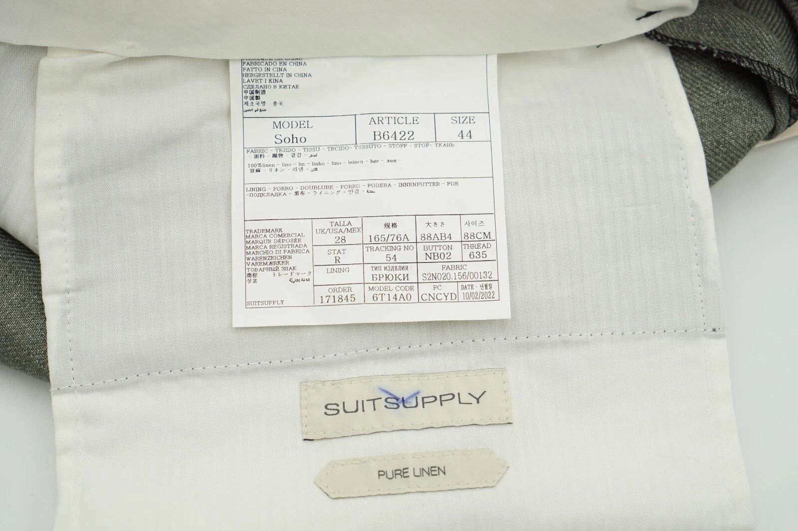 Suitsupply Men Suitsupply Trousers 100% Linen Green Soho Size UK/US34 Size 34R - 5 Thumbnail