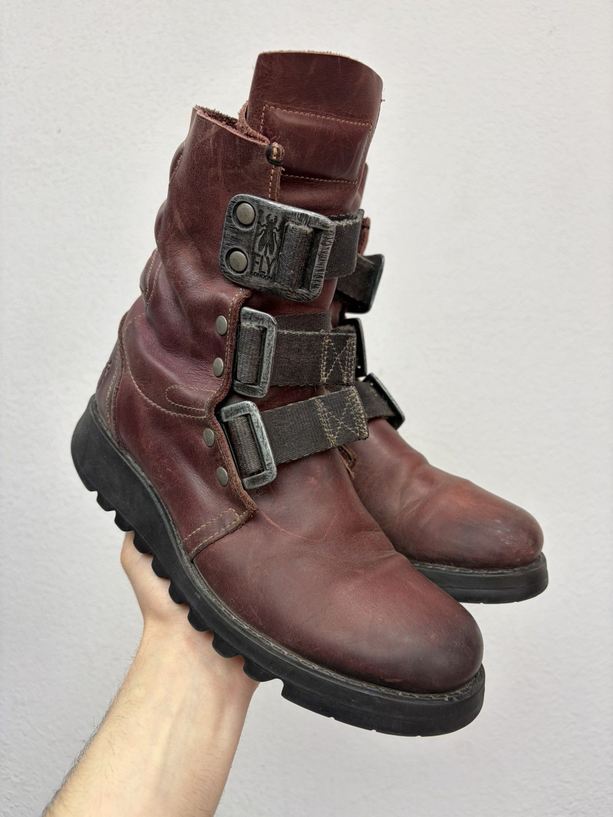Hedi Slimane Vintage Rick Owens Vibe Leather Combat Biker Boots Archive Size US 6.5 / EU 39-40 - 4 Thumbnail