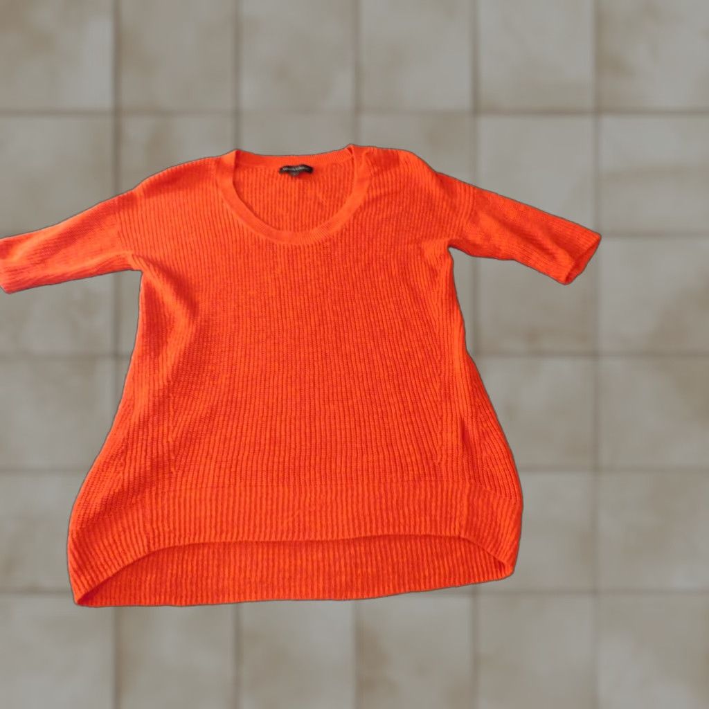 Banana Republic banana republic Womens Sweater Small orange pullover knit Crewneck Linen Viscose Raglan Long Sleeve Cable-Knit Solid Winter Stretch Regular Womens Size S / US 4 / IT 40 - 1 Thumbnail