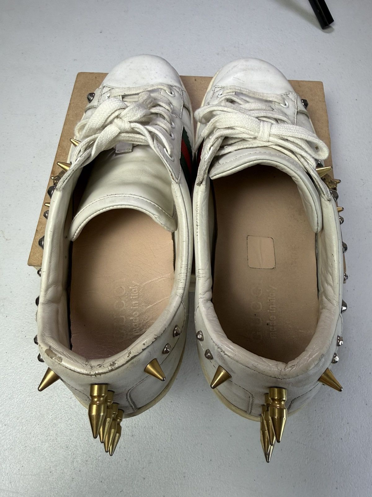 Gucci Gucci Sneakers White with Web and Studs Sz 7.5 G / US 8.5 Size US 7.5 / EU 40-41 - 7 Thumbnail