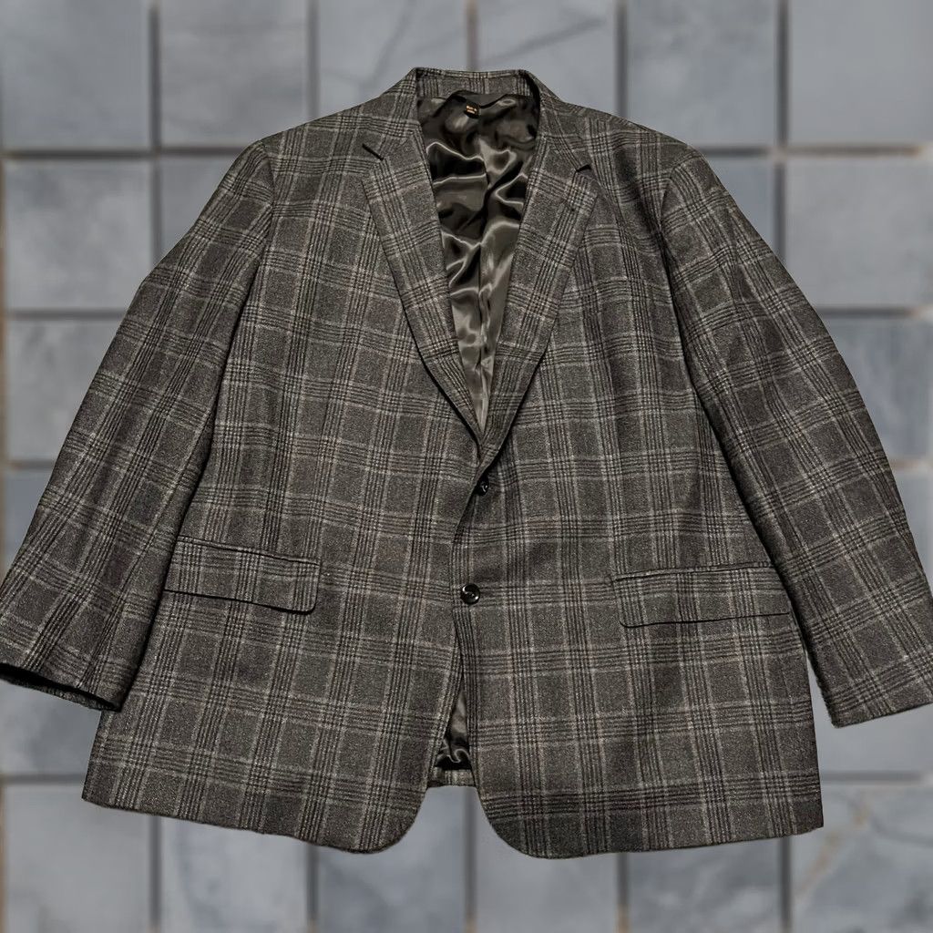 Vintage Baroni Blazer Mens 48R Super 150s Gray Plaid Wool Sport Coat Jacket Size 48R - 1 Thumbnail