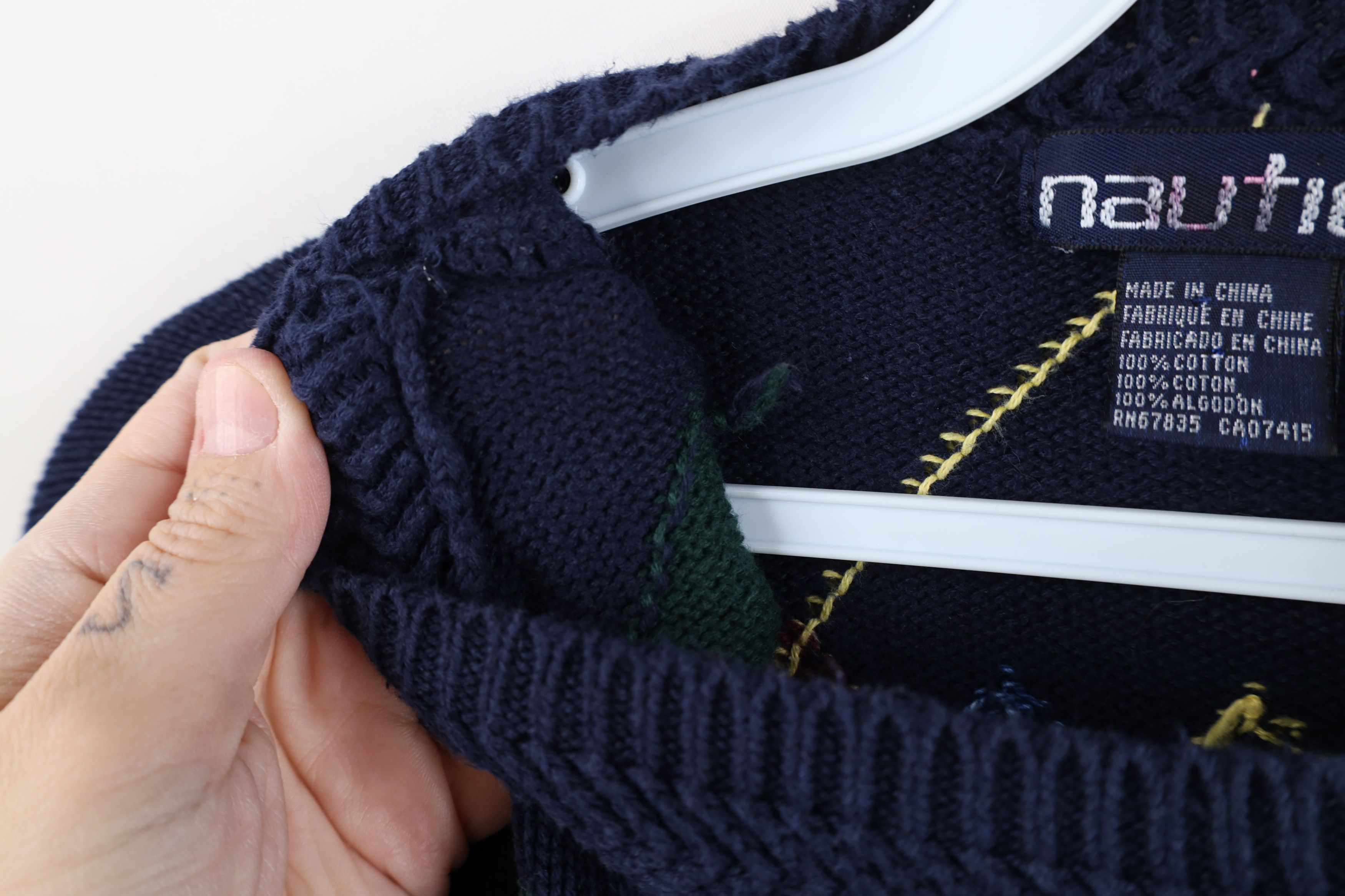 Nautica Vintage 90s Nautica Diamond Argyle Knit Crewneck Sweater Size US S / EU 44-46 / 1 - 6 Thumbnail
