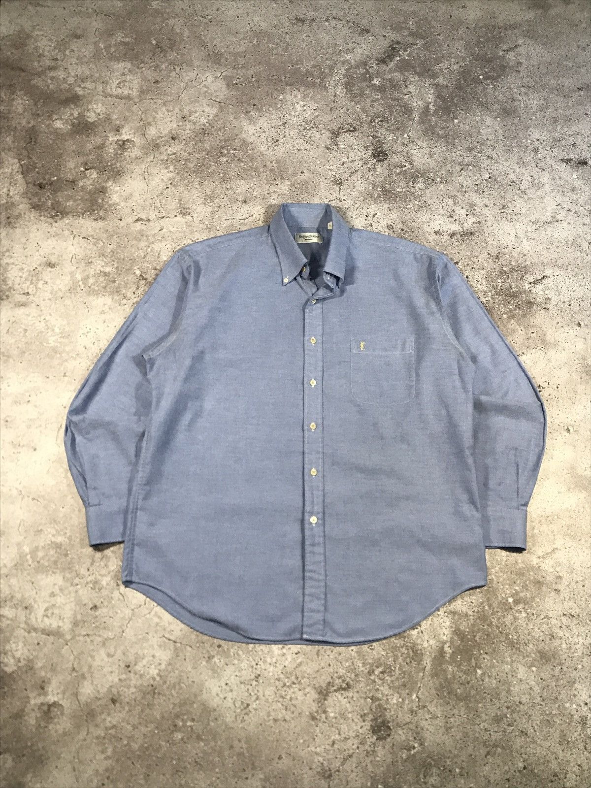 Vintage LongSleeve Shirt YvesSaintLaurent Embroiled Logo XL