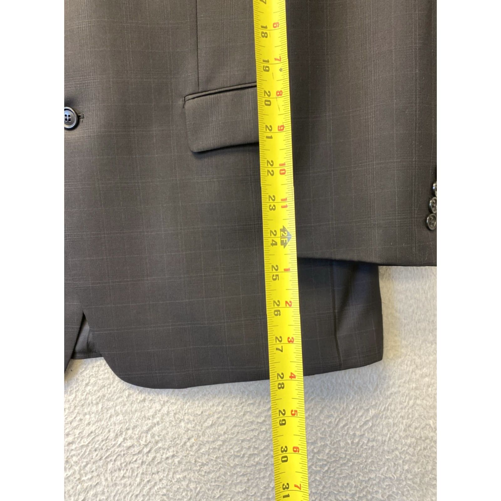 Calvin Klein Calvin Klein Men's Slim Fit Sport Coat Blazer 42 Black Plaid Wool Short Formal Business Wedding Party Size 42R - 5 Thumbnail