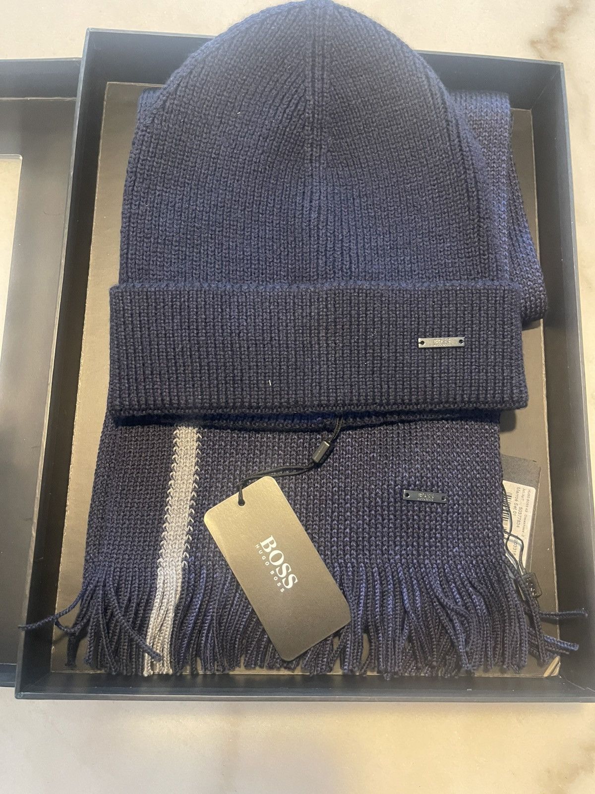 Hugo Boss Hugo boss scarf and beanie gift set Navy mens Size ONE SIZE - 19 Thumbnail