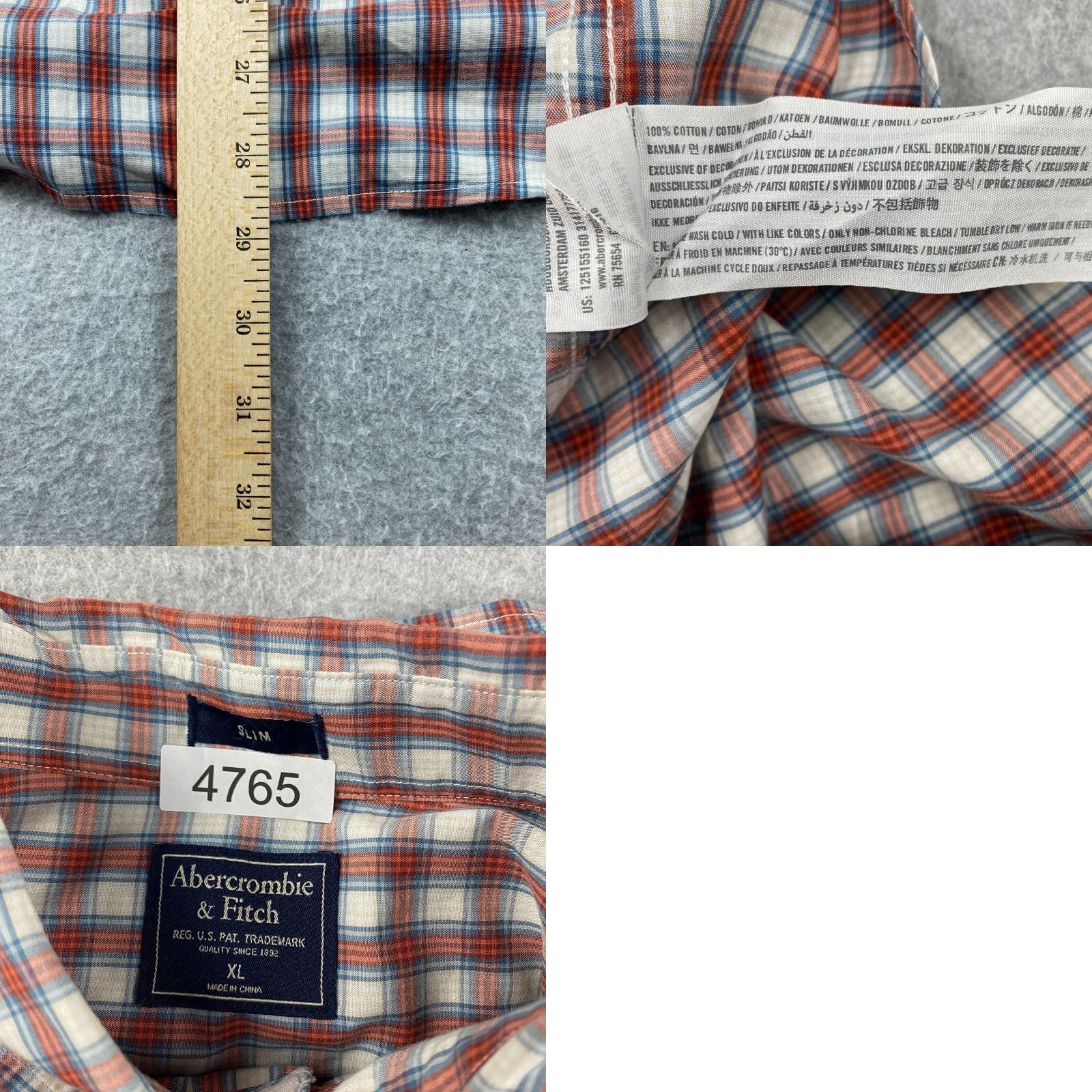 Abercrombie & Fitch Abercrombie & Fitch Button-Down Shirt Mens XL Multicolor Plaid Slim Long Sleeve Size US XL / EU 56 / 4 - 8 Thumbnail