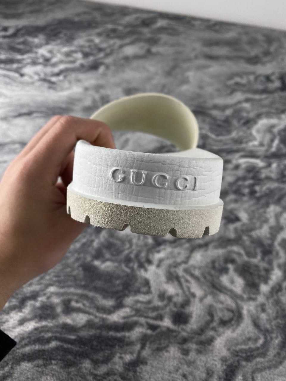 Gucci Gucci Web Slide Sandal Men Size 12 White Size US 12 / EU 45 - 11 Thumbnail